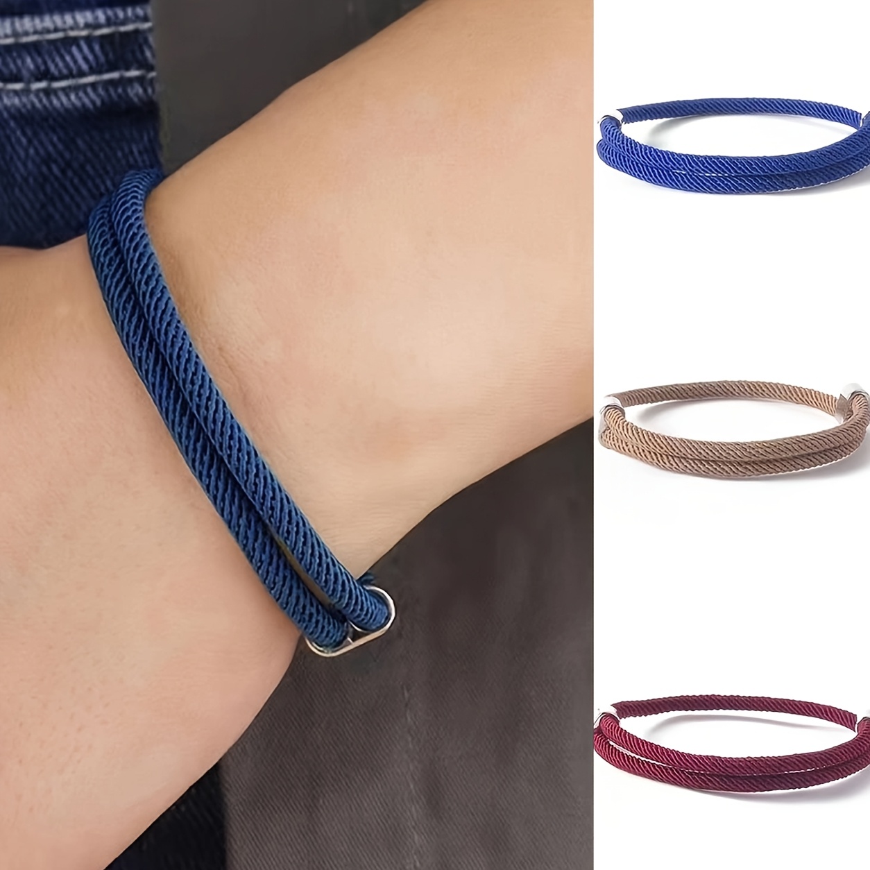 5pc Minimalist Braided Rope Bracelet Set